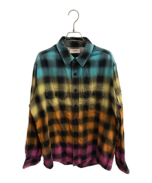 CELINE（セリーヌ）CELINE (セリーヌ) コットン ルーズ トラッパーチェックシャツ マルチカラー サイズ:37の古着・服飾アイテム