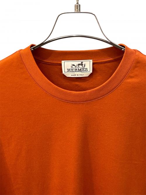 HERMES（エルメス）HERMES (エルメス) リブ切替カットソー オレンジ サイズ:Ｌの古着・服飾アイテム