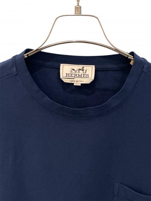 HERMES（エルメス）HERMES (エルメス) ポケットTシャツ ネイビー サイズ:Ｌの古着・服飾アイテム