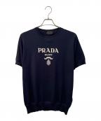 PRADAプラダ）の古着「ロゴハイゲージ ショートスリーブニット」｜ネイビー