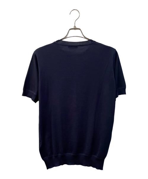 PRADA（プラダ）PRADA (プラダ) ロゴハイゲージ ショートスリーブニット ネイビー サイズ:50の古着・服飾アイテム
