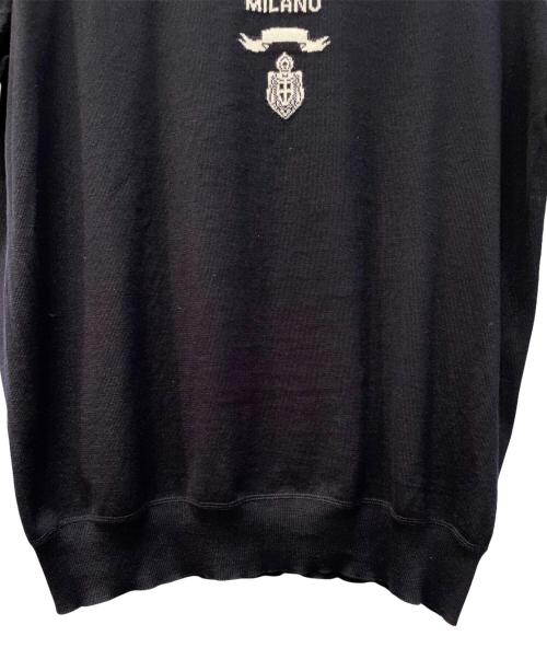 PRADA（プラダ）PRADA (プラダ) ロゴハイゲージ ショートスリーブニット ネイビー サイズ:50の古着・服飾アイテム