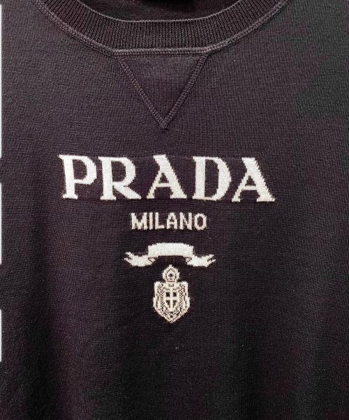 PRADA（プラダ）PRADA (プラダ) ロゴハイゲージ ショートスリーブニット ネイビー サイズ:50の古着・服飾アイテム