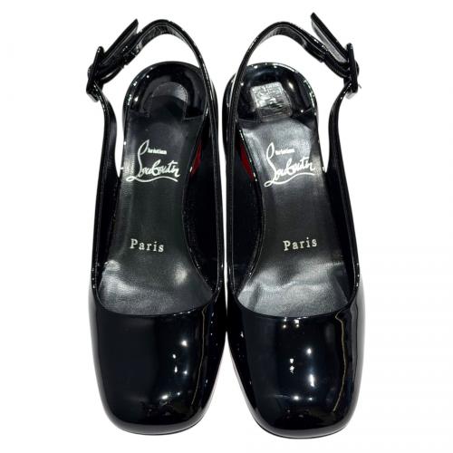 Christian Louboutin（クリスチャン・ルブタン）Christian Louboutin (クリスチャン・ルブタン) ブロックヒールバックストラップパンプス ブラック サイズ:36　1/2の古着・服飾アイテム