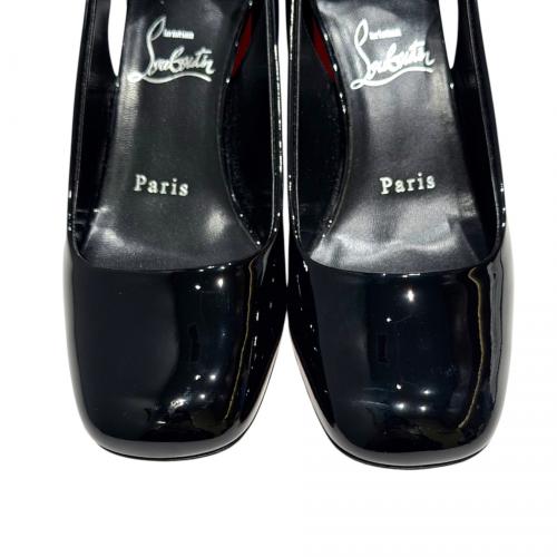 Christian Louboutin（クリスチャン・ルブタン）Christian Louboutin (クリスチャン・ルブタン) ブロックヒールバックストラップパンプス ブラック サイズ:36　1/2の古着・服飾アイテム