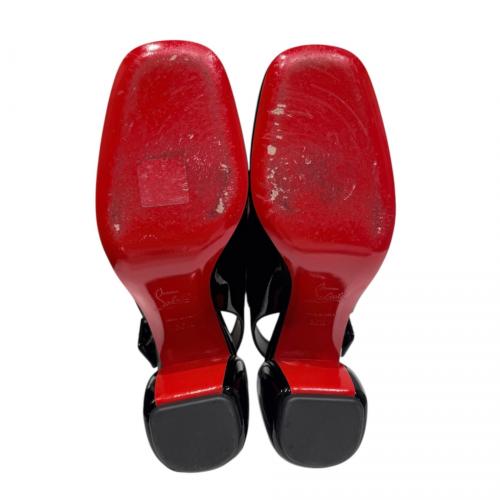 Christian Louboutin（クリスチャン・ルブタン）Christian Louboutin (クリスチャン・ルブタン) ブロックヒールバックストラップパンプス ブラック サイズ:36　1/2の古着・服飾アイテム