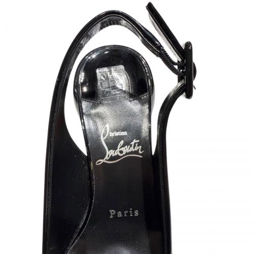 Christian Louboutin（クリスチャン・ルブタン）Christian Louboutin (クリスチャン・ルブタン) ブロックヒールバックストラップパンプス ブラック サイズ:36　1/2の古着・服飾アイテム