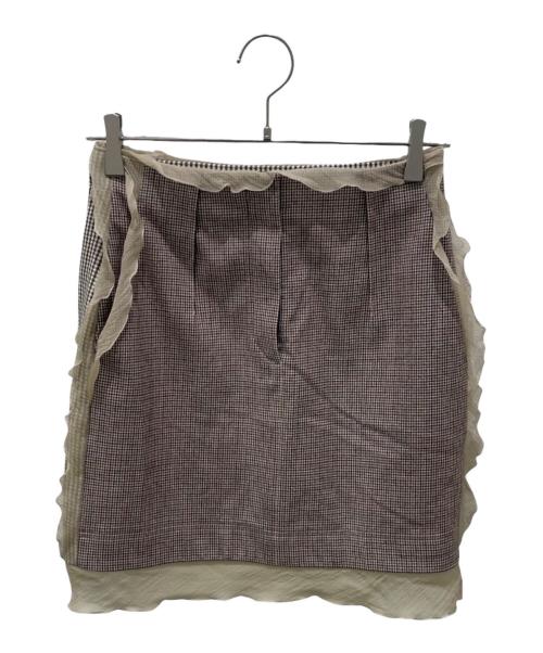 FENDI（フェンディ）FENDI (フェンディ) シフォン切替チェックミニスカート ブラウン サイズ:38の古着・服飾アイテム