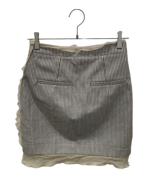 FENDI（フェンディ）FENDI (フェンディ) シフォン切替チェックミニスカート ブラウン サイズ:38の古着・服飾アイテム