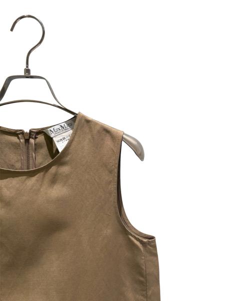 MaxMara（マックスマーラ）MaxMara (マックスマーラ) シルク＆リネンノースリーブワンピース ベージュ サイズ:34の古着・服飾アイテム