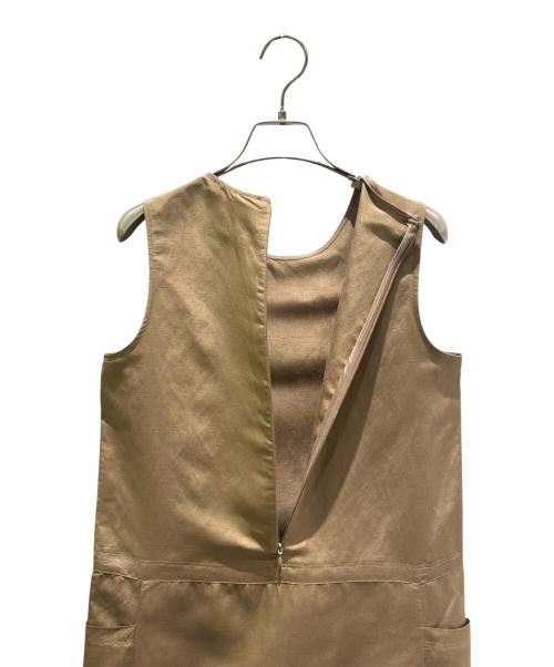 MaxMara（マックスマーラ）MaxMara (マックスマーラ) シルク＆リネンノースリーブワンピース ベージュ サイズ:34の古着・服飾アイテム