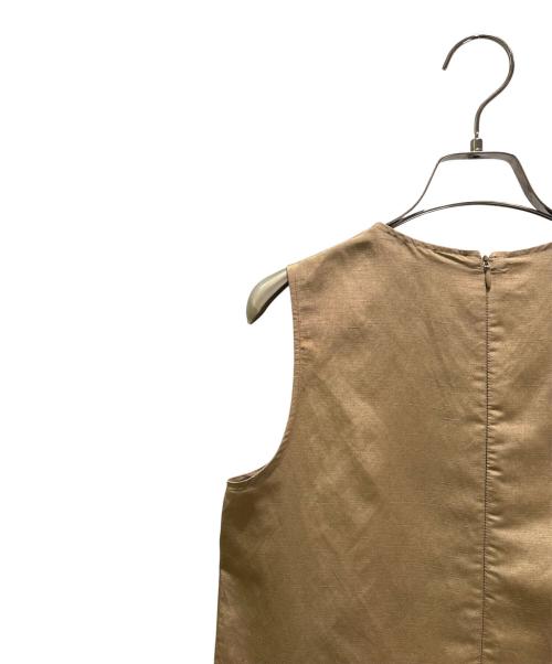MaxMara（マックスマーラ）MaxMara (マックスマーラ) シルク＆リネンノースリーブワンピース ベージュ サイズ:34の古着・服飾アイテム