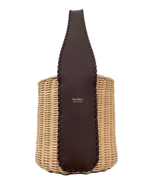 MaxMara（マックスマーラ）MaxMara (マックスマーラ) ラタン バケットバッグ ブラウン×ナチュラルの古着・服飾アイテム