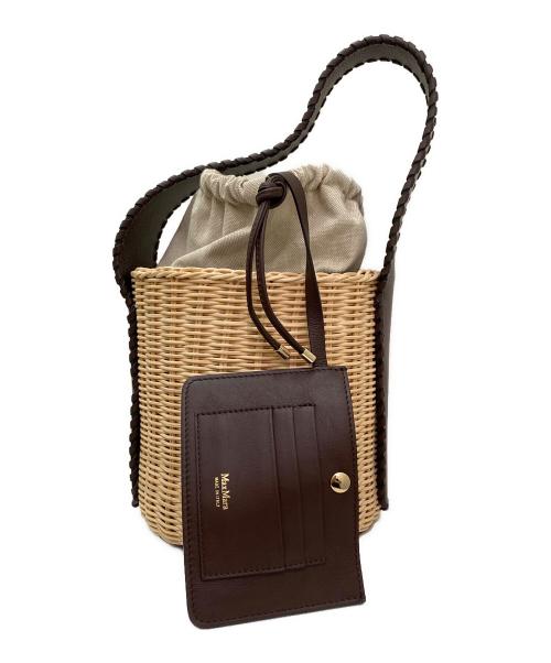 MaxMara（マックスマーラ）MaxMara (マックスマーラ) ラタン バケットバッグ ブラウン×ナチュラルの古着・服飾アイテム