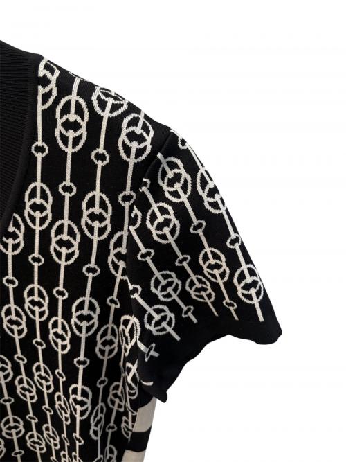 HERMES（エルメス）HERMES (エルメス) シェーヌダンクル ニットワンピース ホワイト×ブラック サイズ:42の古着・服飾アイテム