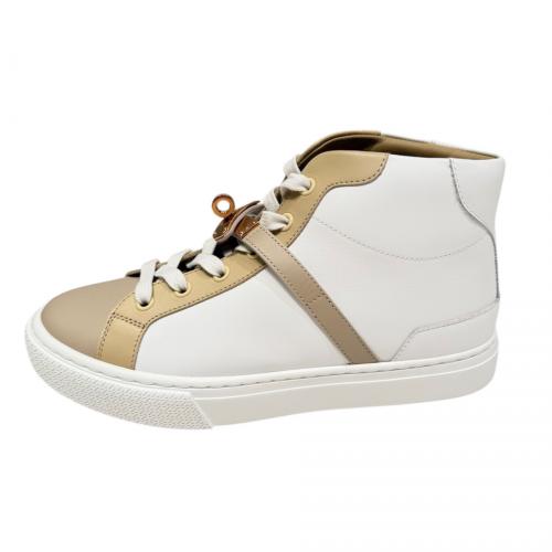 HERMES（エルメス）HERMES (エルメス) デイドリーム ハイカットスニーカー ベージュ×ホワイト サイズ:36の古着・服飾アイテム