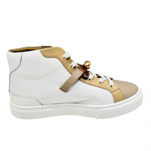 HERMES（エルメス）HERMES (エルメス) デイドリーム ハイカットスニーカー ベージュ×ホワイト サイズ:36の古着・服飾アイテム