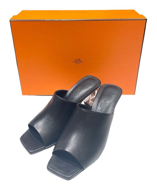 HERMES（エルメス）HERMES (エルメス) シェーヌダンクルアイコニックレザーサンダル ブラック サイズ:36の古着・服飾アイテム