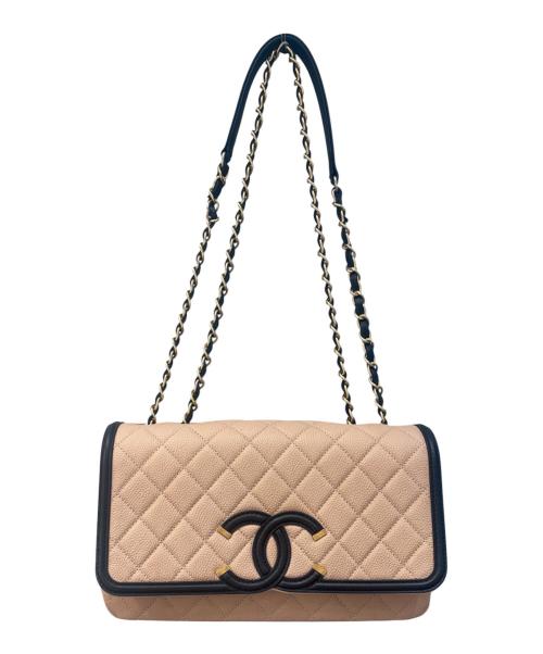CHANEL（シャネル）CHANEL (シャネル) CCフィグリー チェーンショルダーバッグ ベージュ×ゴールド金具の古着・服飾アイテム