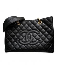 CHANEL（シャネル）の古着「ココマークチェーントートバッグ/マトラッセ/GST/キャビアスキン/ゴールド金具」｜ブラック