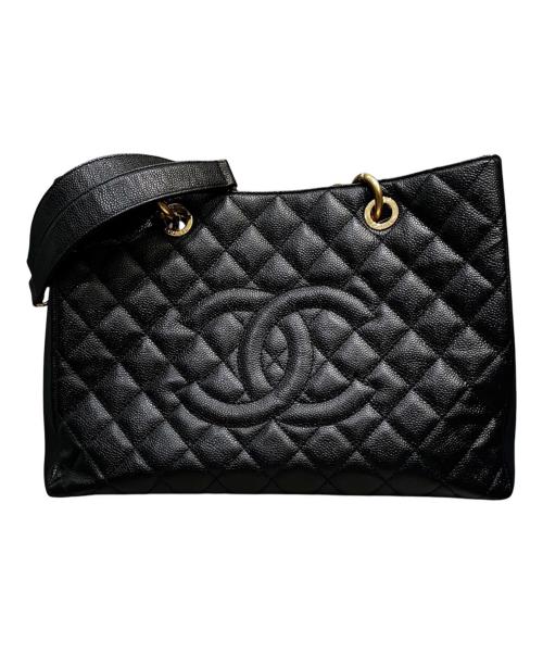 CHANEL（シャネル）CHANEL (シャネル) ココマークチェーントートバッグ/マトラッセ/GST/キャビアスキン/ゴールド金具 ブラックの古着・服飾アイテム