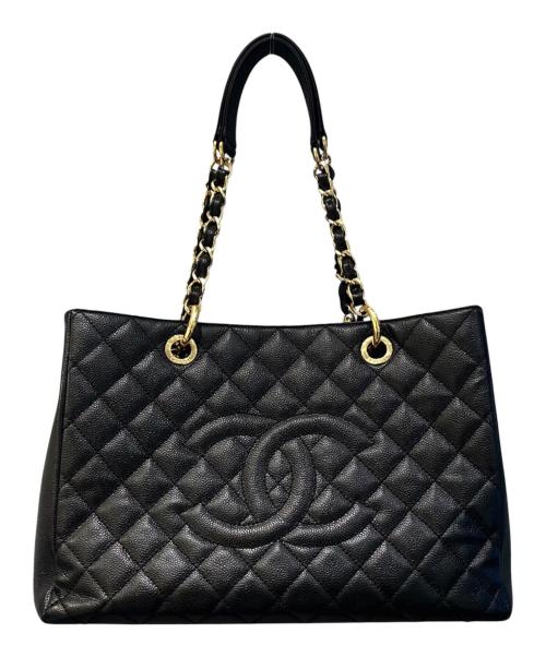 CHANEL（シャネル）CHANEL (シャネル) ココマークチェーントートバッグ/マトラッセ/GST/キャビアスキン/ゴールド金具 ブラックの古着・服飾アイテム
