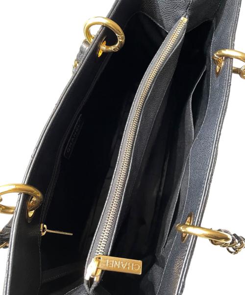 CHANEL（シャネル）CHANEL (シャネル) ココマークチェーントートバッグ/マトラッセ/GST/キャビアスキン/ゴールド金具 ブラックの古着・服飾アイテム