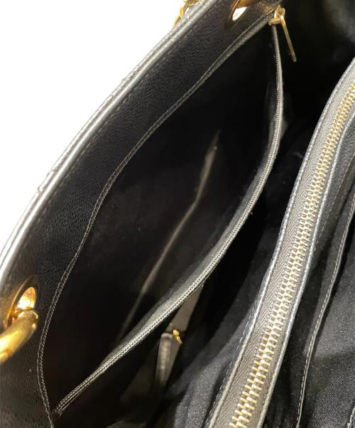 CHANEL（シャネル）CHANEL (シャネル) ココマークチェーントートバッグ/マトラッセ/GST/キャビアスキン/ゴールド金具 ブラックの古着・服飾アイテム