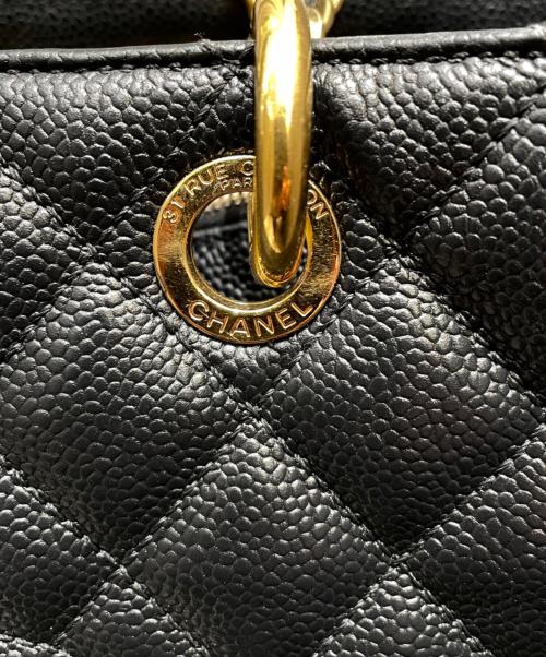 CHANEL（シャネル）CHANEL (シャネル) ココマークチェーントートバッグ/マトラッセ/GST/キャビアスキン/ゴールド金具 ブラックの古着・服飾アイテム