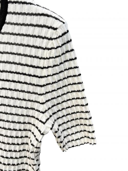 CHANEL（シャネル）CHANEL (シャネル) ココマーク ボーダーニット ホワイト×ブラック サイズ:34の古着・服飾アイテム