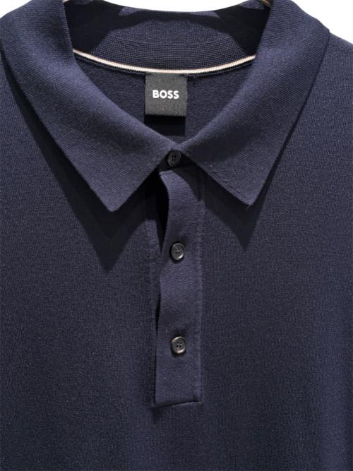 BOSS（ボス）BOSS (ボス) レギュラーフィットポロシャツ/イタリアンシルケットコットン ネイビー サイズ:Ｌの古着・服飾アイテム