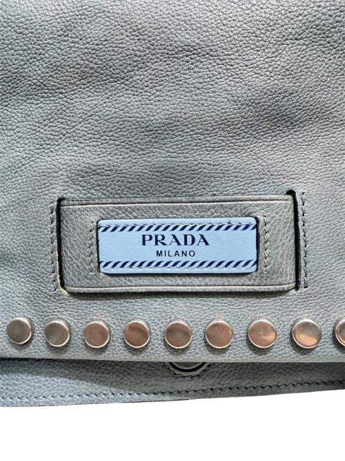 PRADA（プラダ）PRADA (プラダ) エティケットソフトルックスレザー ショルダーバッグ グレーの古着・服飾アイテム