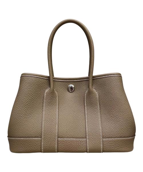 HERMES（エルメス）HERMES (エルメス) Neo Garden/ネオガーデンパーティ 23/シルバー金具/トゴ/エトゥープ エトゥープ×シルバー金具 サイズ:23の古着・服飾アイテム