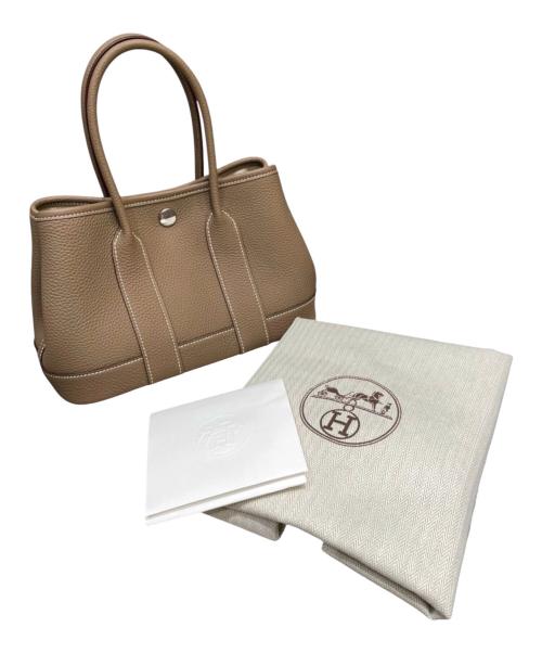 HERMES（エルメス）HERMES (エルメス) Neo Garden/ネオガーデンパーティ 23/シルバー金具/トゴ/エトゥープ エトゥープ×シルバー金具 サイズ:23の古着・服飾アイテム
