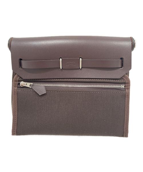 HERMES（エルメス）HERMES (エルメス) エールバッグ ジップ 20 ミニ/G刻印:2026年/シルバー金具/エベーヌ（ブラウン系） エベーヌ×S金具 サイズ:20の古着・服飾アイテム