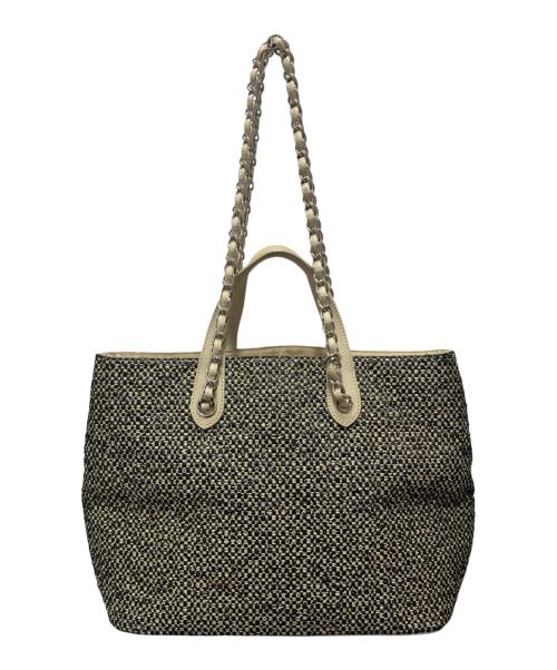 CHANEL（シャネル）CHANEL (シャネル) ストローショッピングトートバッグ ベージュ×ブラック サイズ:-の古着・服飾アイテム