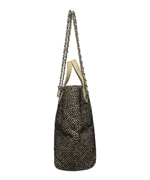 CHANEL（シャネル）CHANEL (シャネル) ストローショッピングトートバッグ ベージュ×ブラック サイズ:-の古着・服飾アイテム
