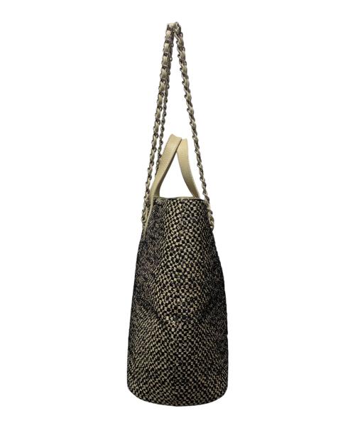 CHANEL（シャネル）CHANEL (シャネル) ストローショッピングトートバッグ ベージュ×ブラック サイズ:-の古着・服飾アイテム