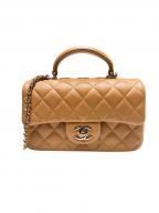 CHANELシャネル）の古着「ミニ トップハンドルクラシックハンドバッグ/マトラッセ/ベージュ×ゴールド金具」｜ベージュ×ゴールド金具