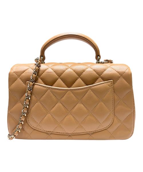 CHANEL（シャネル）CHANEL (シャネル) ミニ トップハンドルクラシックハンドバッグ/マトラッセ/ベージュ×ゴールド金具 ベージュ×ゴールド金具の古着・服飾アイテム