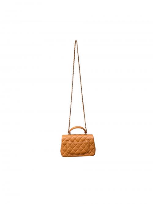 CHANEL（シャネル）CHANEL (シャネル) ミニ トップハンドルクラシックハンドバッグ/マトラッセ/ベージュ×ゴールド金具 ベージュ×ゴールド金具の古着・服飾アイテム