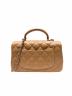 CHANEL (シャネル) ミニ トップハンドルクラシックハンドバッグ/マトラッセ/ベージュ×ゴールド金具 ベージュ×ゴールド金具：670000円