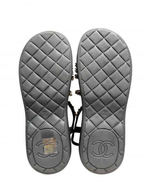 CHANEL（シャネル）CHANEL (シャネル) チェーンストラップサンダル ブラック サイズ:35Cの古着・服飾アイテム