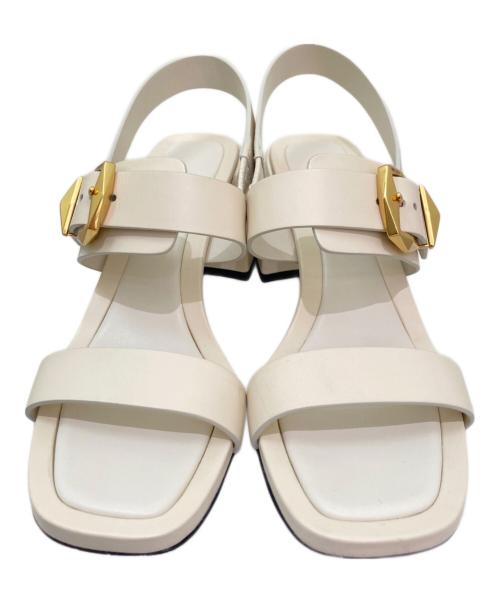JIMMY CHOO（ジミーチュウ）JIMMY CHOO (ジミーチュウ) チャンキーヒール ストラップサンダル ホワイト サイズ:37 1/2の古着・服飾アイテム