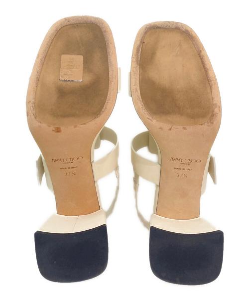 JIMMY CHOO（ジミーチュウ）JIMMY CHOO (ジミーチュウ) チャンキーヒール ストラップサンダル ホワイト サイズ:37 1/2の古着・服飾アイテム