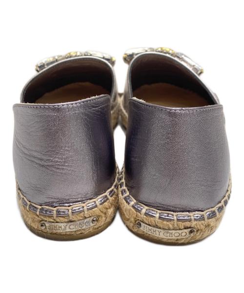 JIMMY CHOO（ジミーチュウ）JIMMY CHOO (ジミーチュウ) ビジュー付エスパドリーユ ナチュラル×シルバー サイズ:37の古着・服飾アイテム