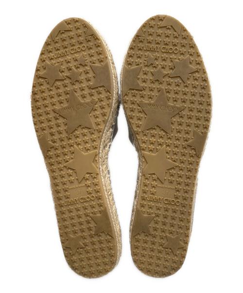JIMMY CHOO（ジミーチュウ）JIMMY CHOO (ジミーチュウ) ビジュー付エスパドリーユ ナチュラル×シルバー サイズ:37の古着・服飾アイテム
