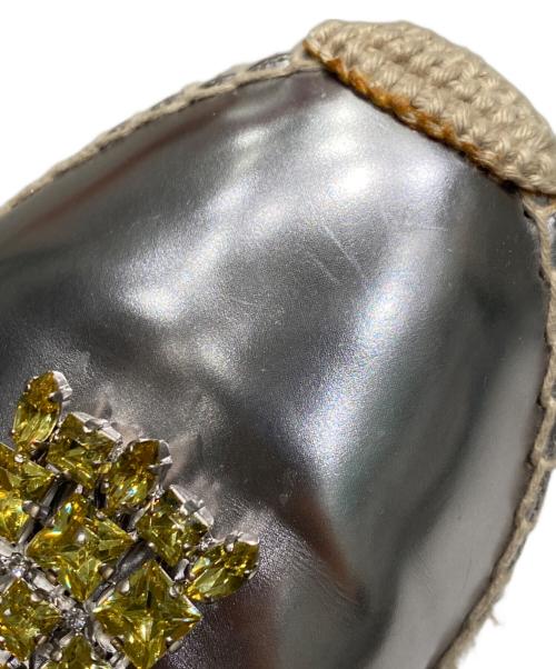 JIMMY CHOO（ジミーチュウ）JIMMY CHOO (ジミーチュウ) ビジュー付エスパドリーユ ナチュラル×シルバー サイズ:37の古着・服飾アイテム