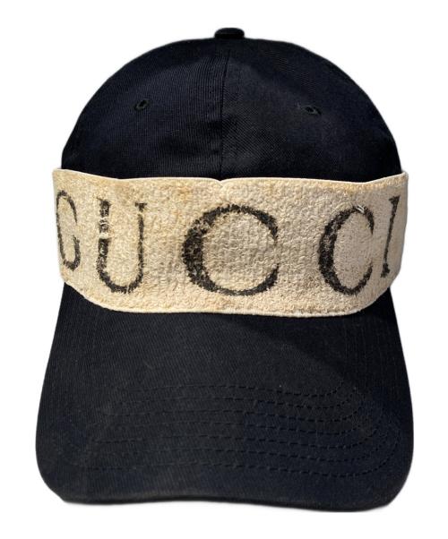 GUCCI（グッチ）GUCCI (グッチ) ロゴパイルテープキャップ ブラック サイズ:XLの古着・服飾アイテム
