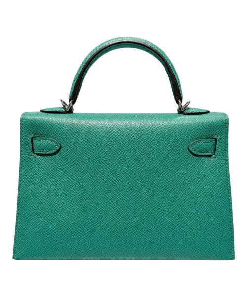 HERMES（エルメス）HERMES (エルメス) Mini Kelly 2 ミニケリー2 アマゾン/ヴォーエプソン/ヴェールジェイド/U刻印：2022年製造/シルバー金具 ヴェールジェイド×シルバー金具 サイズ:ミニ/19の古着・服飾アイテム